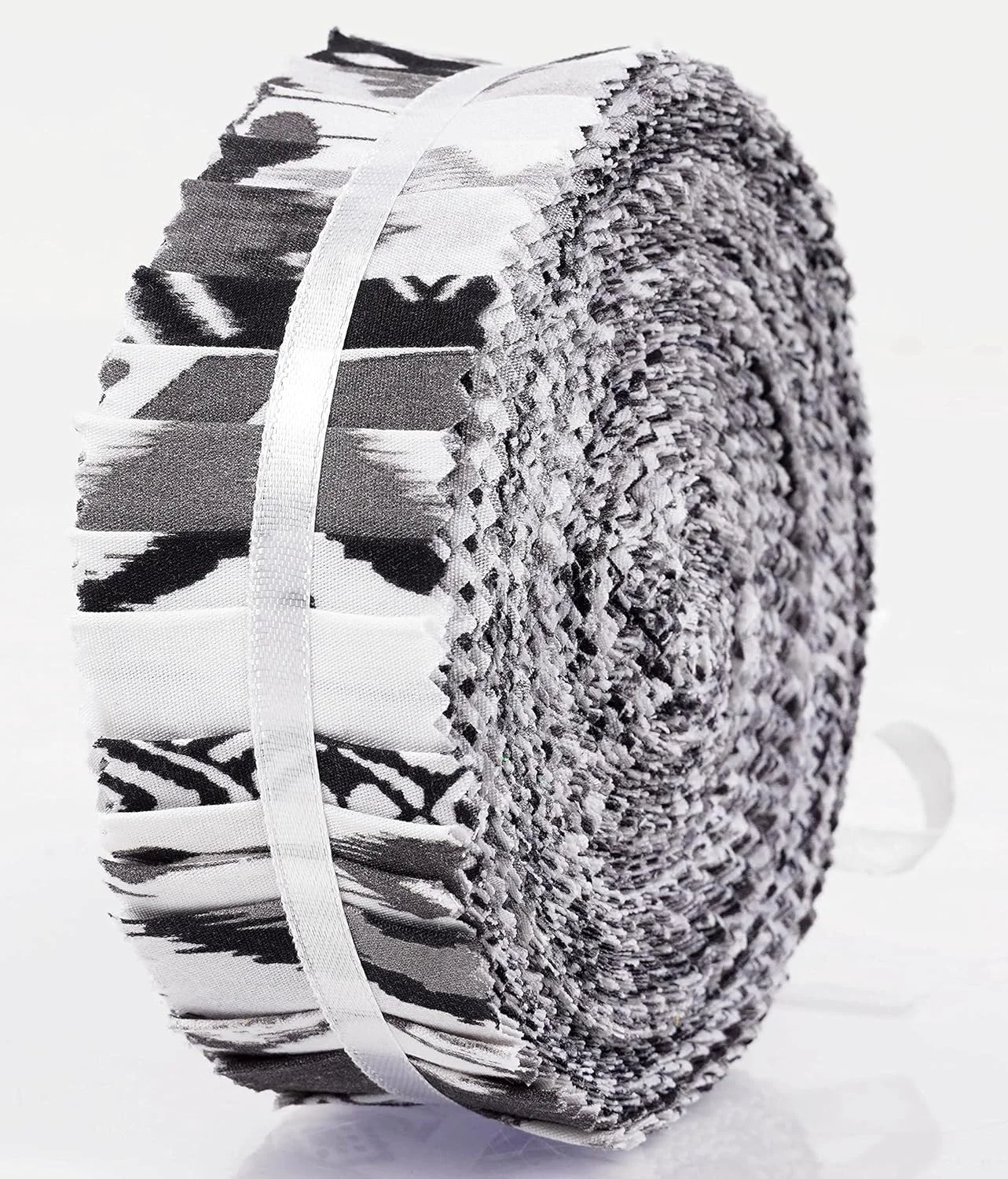 سیموی 40 تکه پارچه از پیش برش خورده با طرح ایکات، رول پارچه ای 1.5 اینچی پنبه ای برای لحاف دوزی - سفید و مشکی