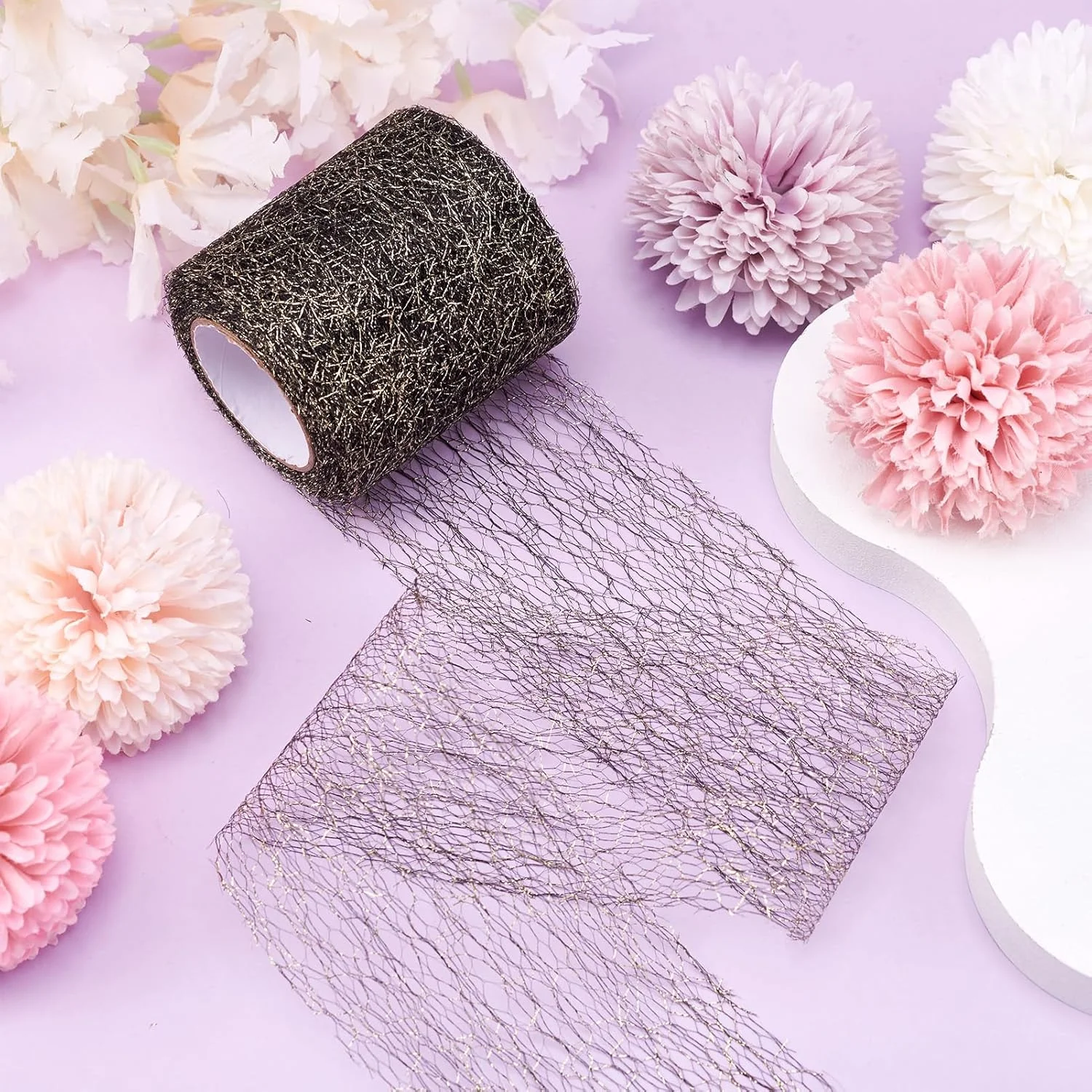 رول پارچه توری فیبر Pandahall، 20 یارد، 3 اینچ، مشکی، رول نوار توری قدیمی برای خیاطی دامن، کاردستی، دکوراسیون مهمانی منزل