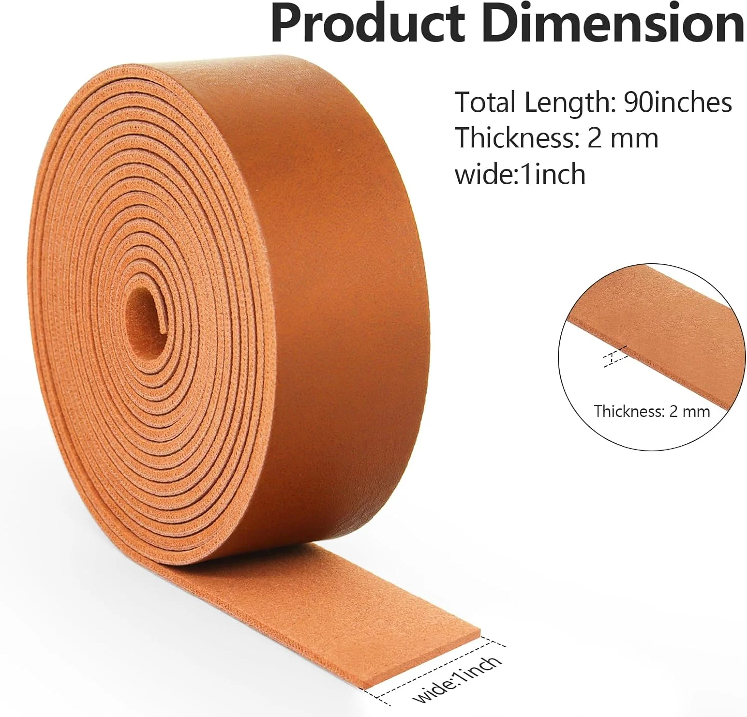نوار چرمی مصنوعی ABIDISO، عرض 2.5 سانتی متر، طول 254 سانتی متر، چرم نرم برای پروژه های صنایع دستی DIY، نوارهای کمربند چرمی، کارگاه سرگرمی - قهوه ای