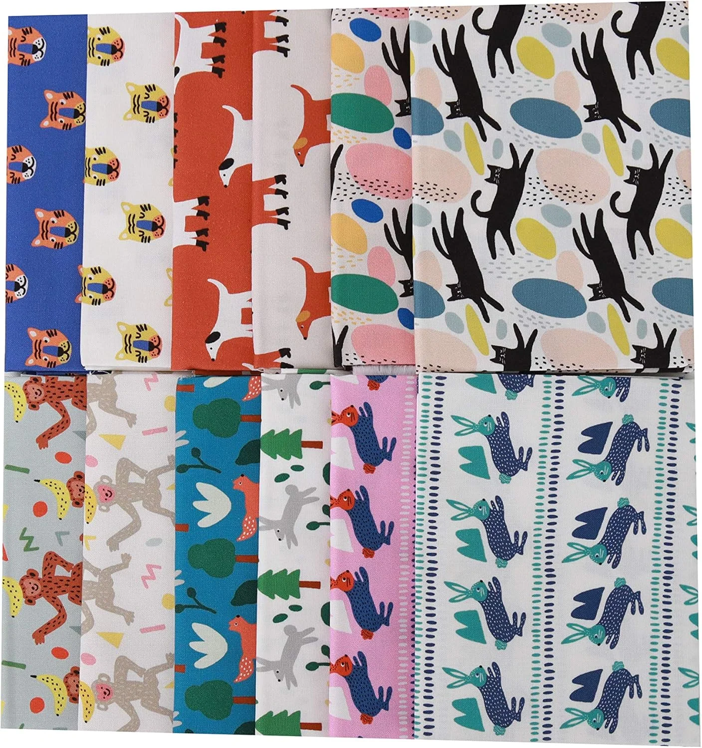 پارچه نخی 20 عددی مجموعه COTTONVILL MALLANGLUNA، پارچه چاپی مناسب برای تکه دوزی (Fat Quarter 12 تکه، طرح حیوانات) پارچه نخی 20 عددی مجموعه COTTONVILL MALLANGLUNA، پارچه چاپی مناسب برای تکه دوزی (Fat Quarter 12 تکه، طرح حیوانات)