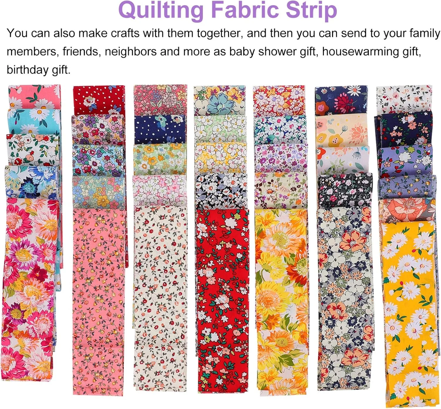 پارچه لحاف دوزی LANUOP، 36 تکه پارچه رولی ژله ای، نوار پارچه ای پنبه ای، نوارهای لحاف دوزی، پارچه نخی طرح گل، بسته پارچه صنایع دستی، تکه دوزی از پیش برش خورده دست ساز DIY، مربع برای لوازم مواد خیاطی، پارچه لحاف