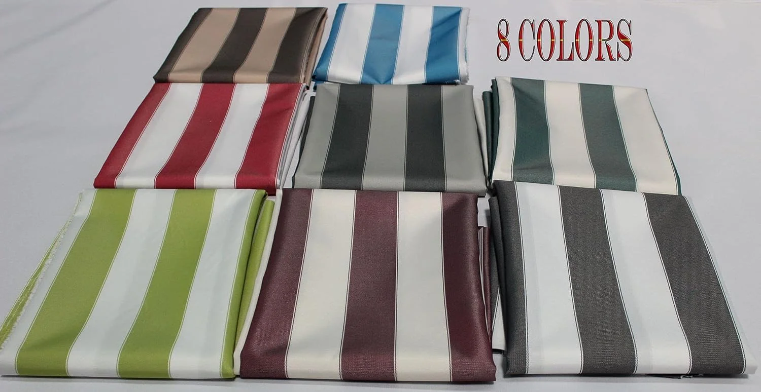 پارچه برزنتی راه راه Mybecca، پارچه ضد آب مناسب فضای باز، عرض 152 سانتیمتر، آبی/سفید (یک یارد)