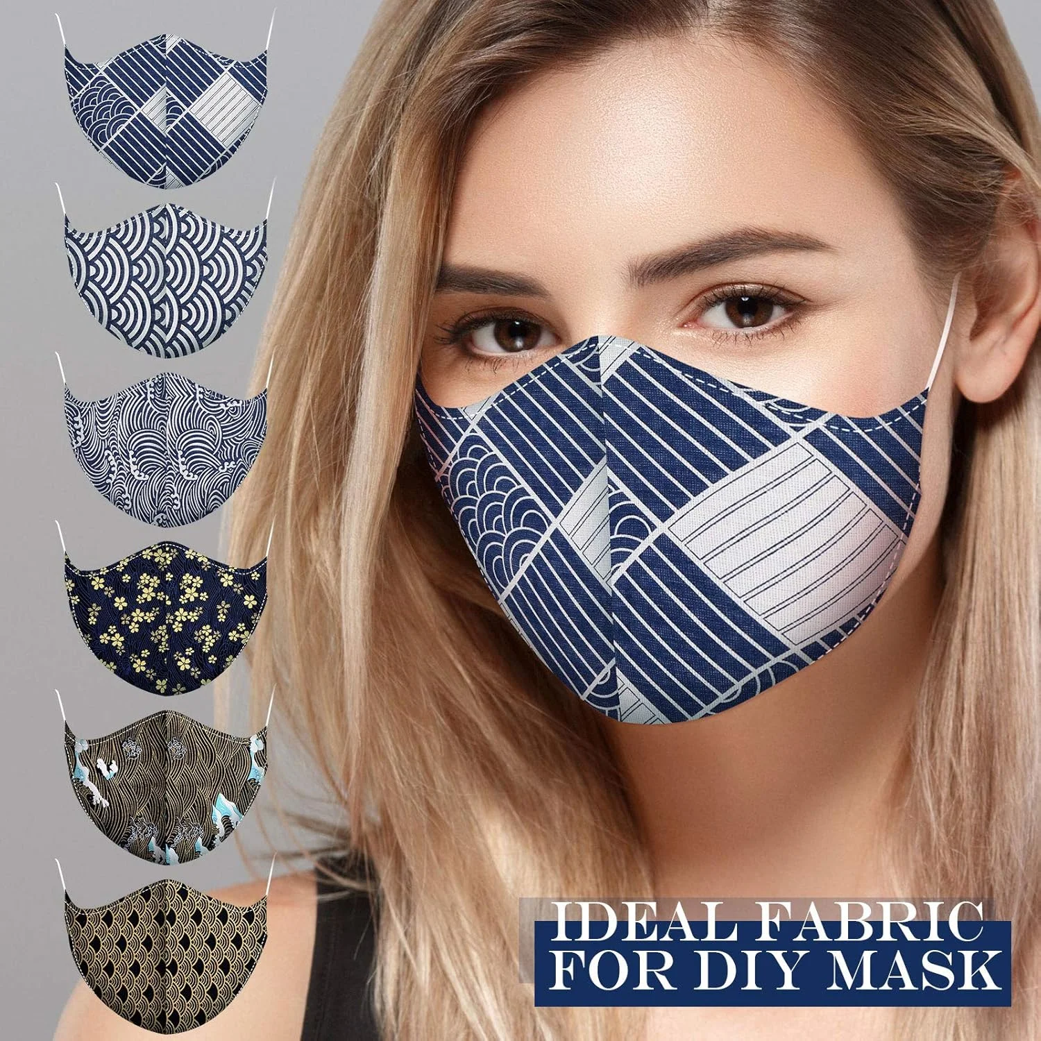 تاتوئو 6 تکه پارچه های چاق ژاپنی برای لحاف دوزی، بسته های پارچه ای 50x40 سانتی متر، پارچه های چاق موج دریای ژاپنی، پارچه خیاطی لحاف دوزی برای پروژه های صنایع دستی محافظ صورت