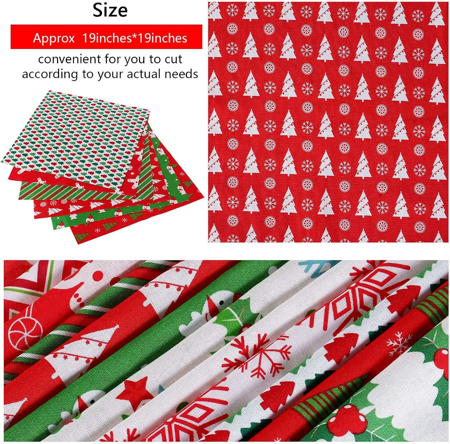 Tatuo 12 Pieces 11.8 x 11.8 Inches Christmas Fabric Bundles Multi-Color Fabric Patchwork Christmas Tree Fat Quarters for DIY Craft Christmas DIY Quilting Tatuo 12 Pieces 11.8 x 11.8 Inches Christmas Fabric Bundles Multi-Color Fabric Patchwork Christmas Tree Fat Quarters for DIY Craft Christmas DIY Quilting