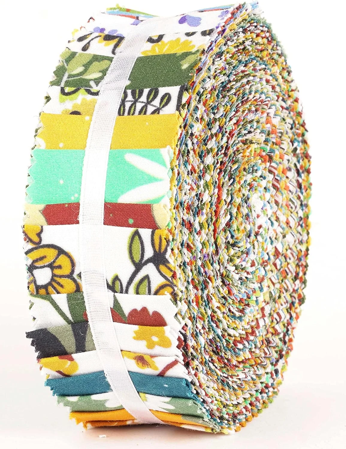 سویموی - بسته ۴۰ عددی پارچه های از پیش برش خورده با طرح گلدار، رول های ژله ای پنبه ای ۱.۵ اینچی برای لحاف دوزی - چند رنگ