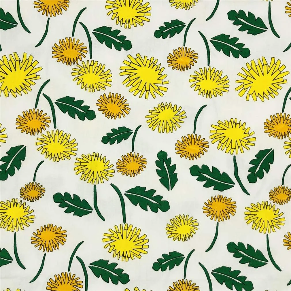 بسته پارچه های تکه دوزی طرح آفتابگردان و میوه لوکوات SZRUIZFZ RUIZHEN، بسته های پارچه نخی زرد، 7 تکه 45x55 سانتی متر