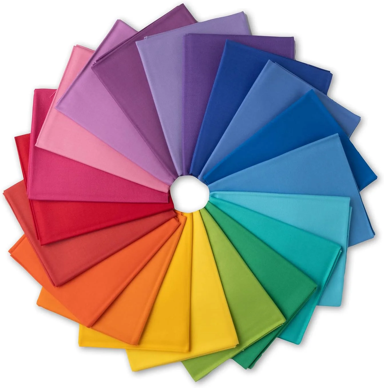 بسته پارچه های تکه دوزی چرخ رنگی کانکتینگ تردز، 20 تکه، 45x55 سانتی متر، 100% پنبه ممتاز، پارچه های از پیش برش خورده (رنگین کمان)