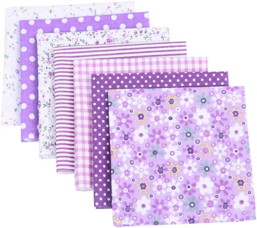 بسته های پارچه ای Fat Quarters طرح گلدار، مناسب تکه دوزی، پارچه نخی ساده برای لحاف دوزی، خیاطی، کاردستی و صنایع دستی DIY (بنفش)