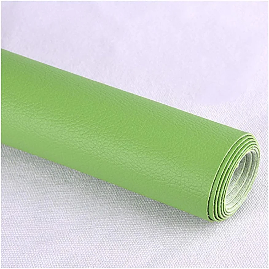 پارچه چرم مصنوعی، چرمینه، وینیل، پارچه چرمی برای پوشاک، خیاطی، روکش مبلمان، چرم مصنوعی، چرمینه، نوار چرمینه خود چسب، پچ تعمیر چرم اصل - سبز روشن 1.37x15 متر