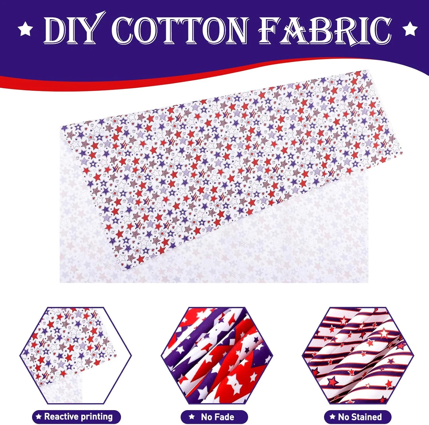 پارچه روز استقلال طرح چهارم جولای، طرح پرچم آمریکا، پارچه مربعی پلی استر برای خیاطی، تکه دوزی، کاردستی، گوشواره و پاپیون مو، 8 تکه 50x50 سانتی متر