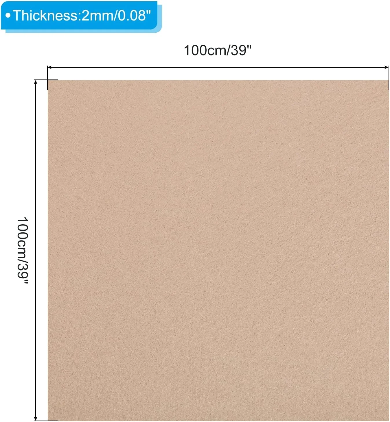 ورقه‌های پارچه نمدی نرم اکریلیک، ورقه‌های فیبر کرافت بژ 100 سانتی متر در 100 سانتی متر مربع ضخامت 2 میلی متر برای هنرها و صنایع دستی DIY