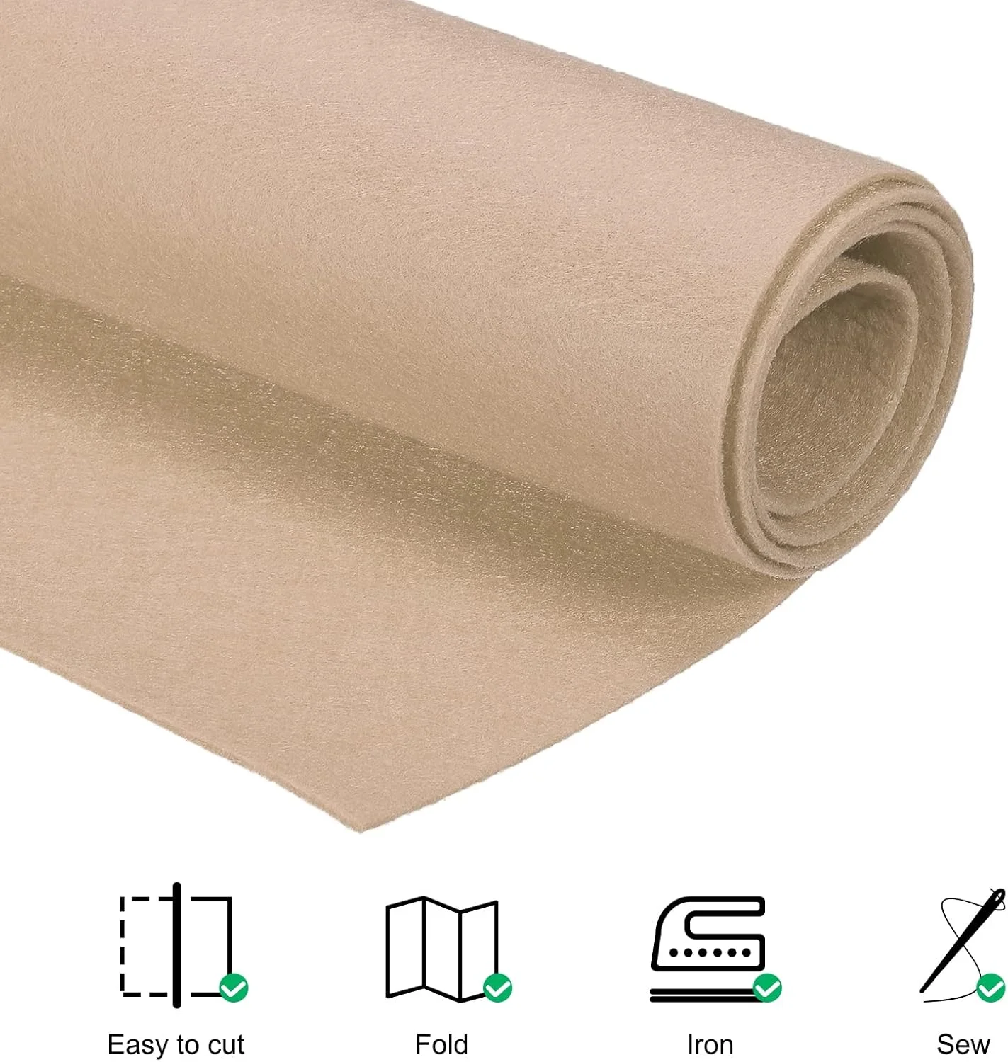 ورقه‌های پارچه نمدی نرم اکریلیک، ورقه‌های فیبر کرافت بژ 100 سانتی متر در 100 سانتی متر مربع ضخامت 2 میلی متر برای هنرها و صنایع دستی DIY