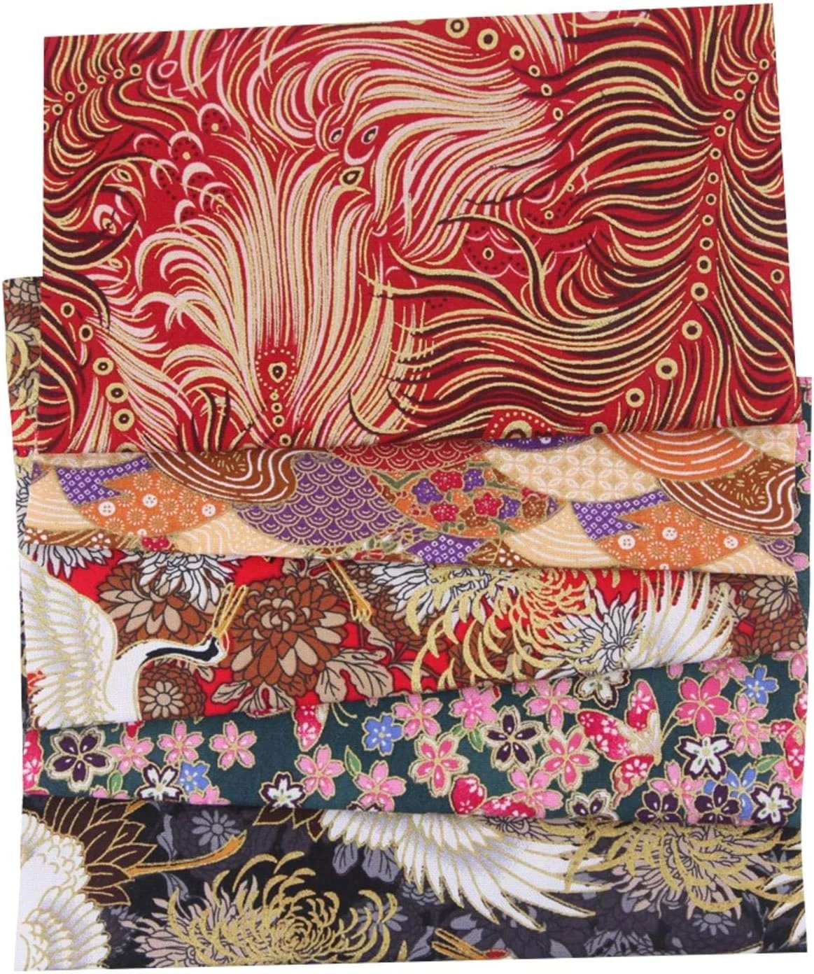 پارچه نخی ژاپنی ZIYUMI، بسته پارچه خیاطی 5 تکه، مربع 50 سانتی متر، لحاف دوزی DIY، تکه های بزرگ، پارچه نخی، پارچه تکه دوزی برای تکه دوزی، اسکرپ بوک.