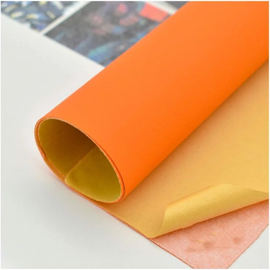 پارچه چرم مصنوعی با بافت دانه لیچی XCYYBB، پشت کتان، ضد آب، کیت تعمیر چرم برای مبل، تکه تعمیر چرم - نارنجی 1.38x4 متر