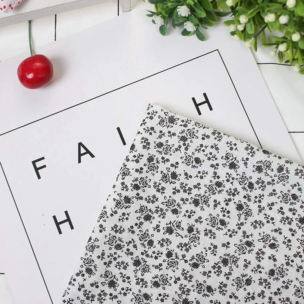 پارچه نخی DIY، بسته 7 عددی پارچه های مربعی طرح دار 50x50 سانتی متری برای تکه دوزی و خیاطی DIY (مشکی)