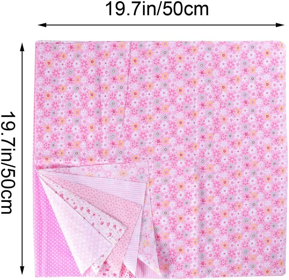مالینک بسته 7 عددی پارچه نخی طرح گلدار مربعی برای تکه دوزی، خیاطی، اسکرپ بوک و لحاف دوزی (صورتی) مالینک بسته 7 عددی پارچه نخی طرح گلدار مربعی برای تکه دوزی، خیاطی، اسکرپ بوک و لحاف دوزی (صورتی)