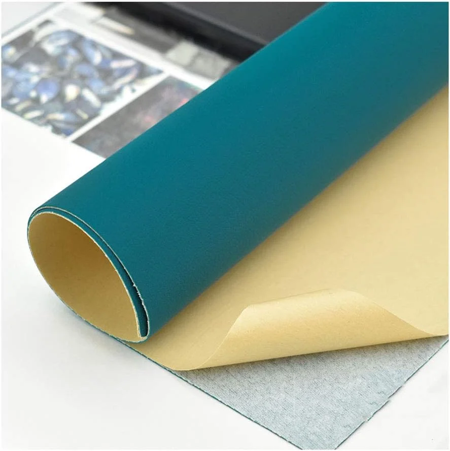 نوار چرمی مصنوعی خود چسب XCYYBB، تکه چرم تعمیر چرم اصل، چرم مصنوعی وینیل پارچه روکش مبلمان - آبی طاووسی 82# 1.38x4 متر