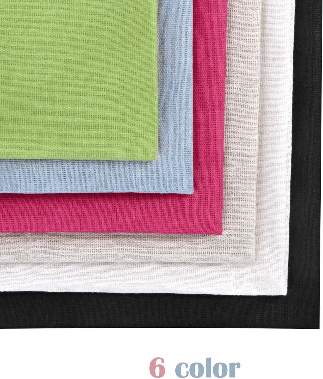 پارچه کتانی گلدوزی KISSBUTY، پارچه کتانی 6 رنگ برای ساخت لباس، تزئین گلدان، گلدوزی و پارچه کوک متقاطع، 50 در 50 سانتی متر (6 رنگ)