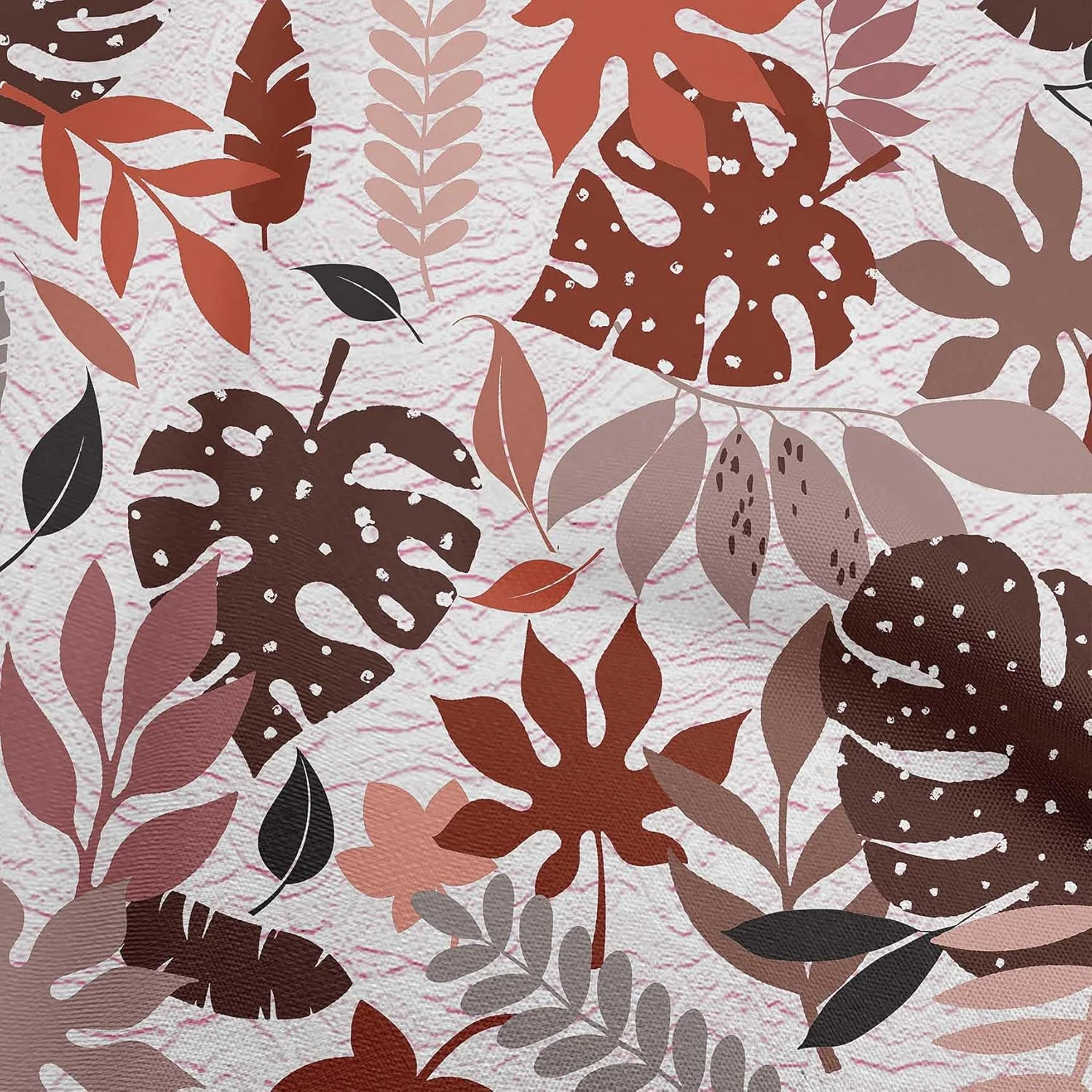 پارچه ابریشم تابی قهوه ای طرح برگ oneOone مناسب پروژه های خیاطی و چاپ پارچه، متری 106 سانتی متر عرض