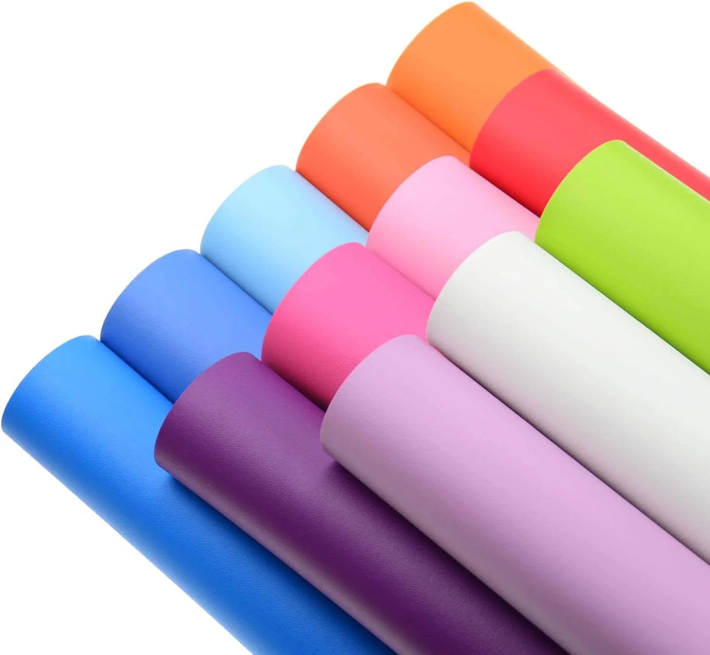 برگه‌های پارچه‌ای چرم مصنوعی با بافت رنگ ثابت Doublefire سایز 8x12 اینچ (21x30 سانتی‌متر) با پشت کتان برای ساخت پاپیون، گوشواره، زیورآلات و پروژه‌های DIY، هر برگه یک رنگ 20190612