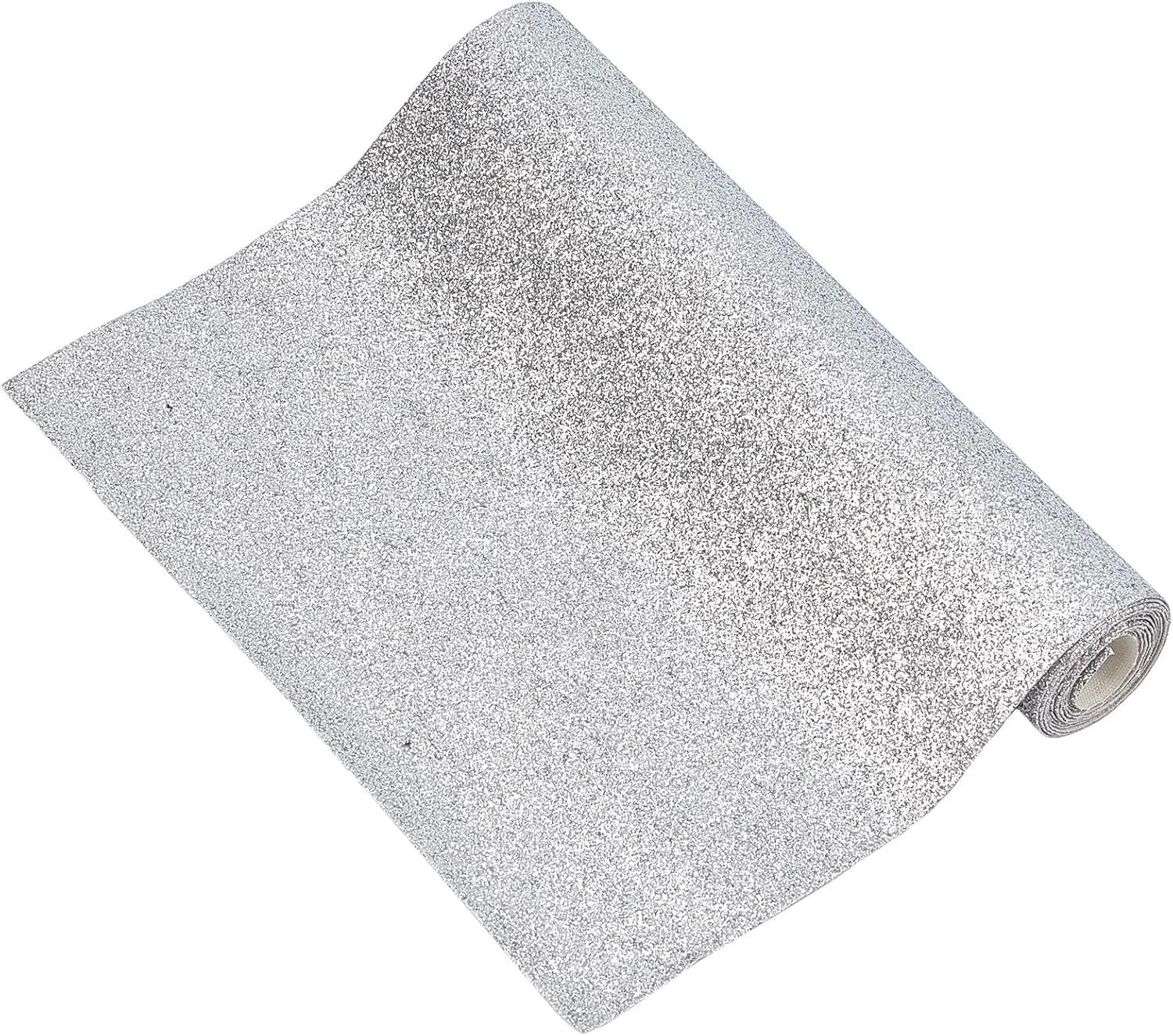 پارچه چرم اکلیلی 21x135 سانتی متر، پارچه چرم مصنوعی پولکی PU برای کفش، کیف، گوشواره، پاپیون مو، گیره، تزئینات صنایع دستی DIY، نقره ای