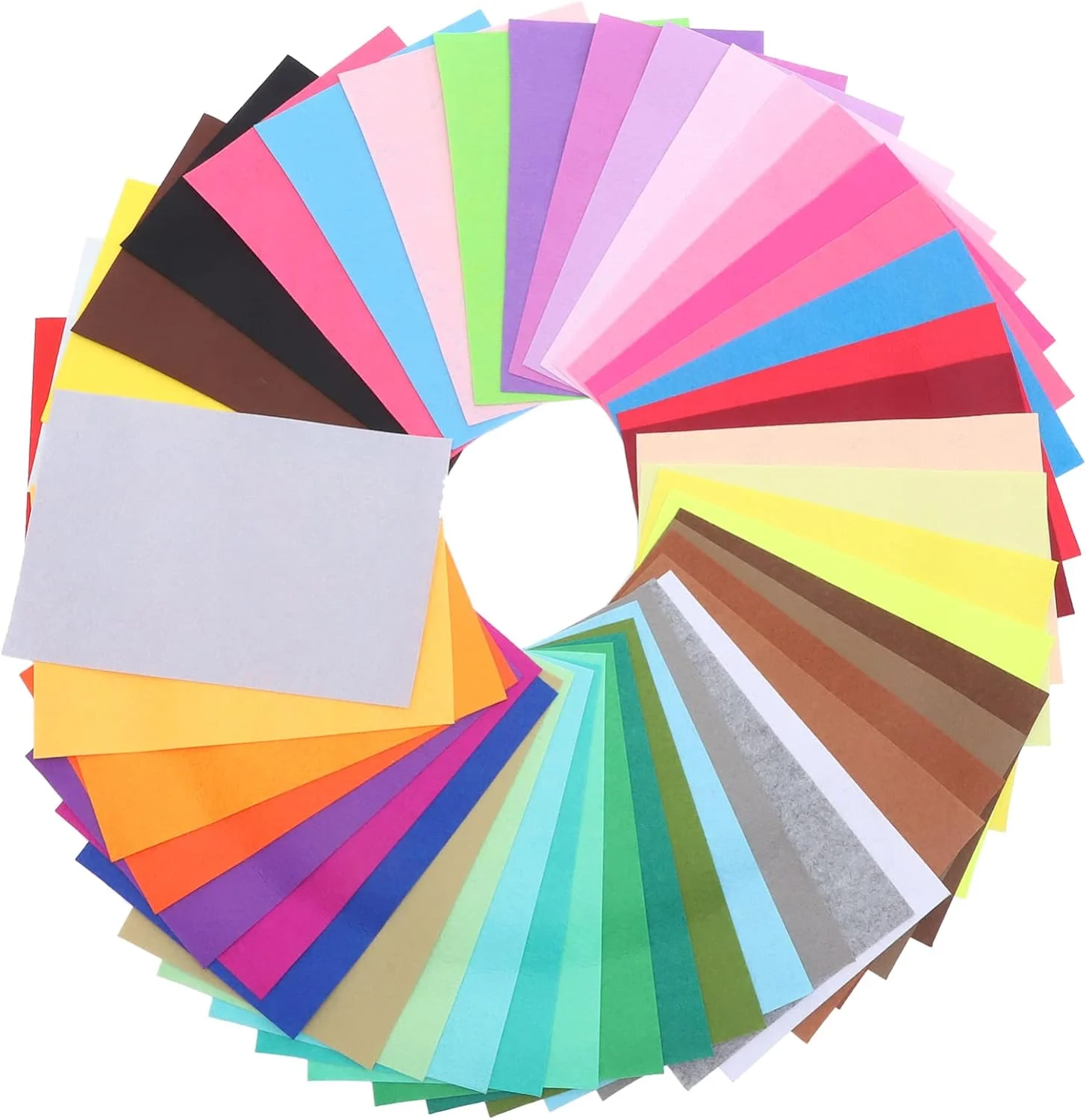 فوهولو 60 برگه پارچه نمدی برای کاردستی، پارچه های نمدی غیر بافته شده، مربع پارچه ای برای کاردستی، خیاطی، تکه دوزی و پروژه های مدرسه کودکان