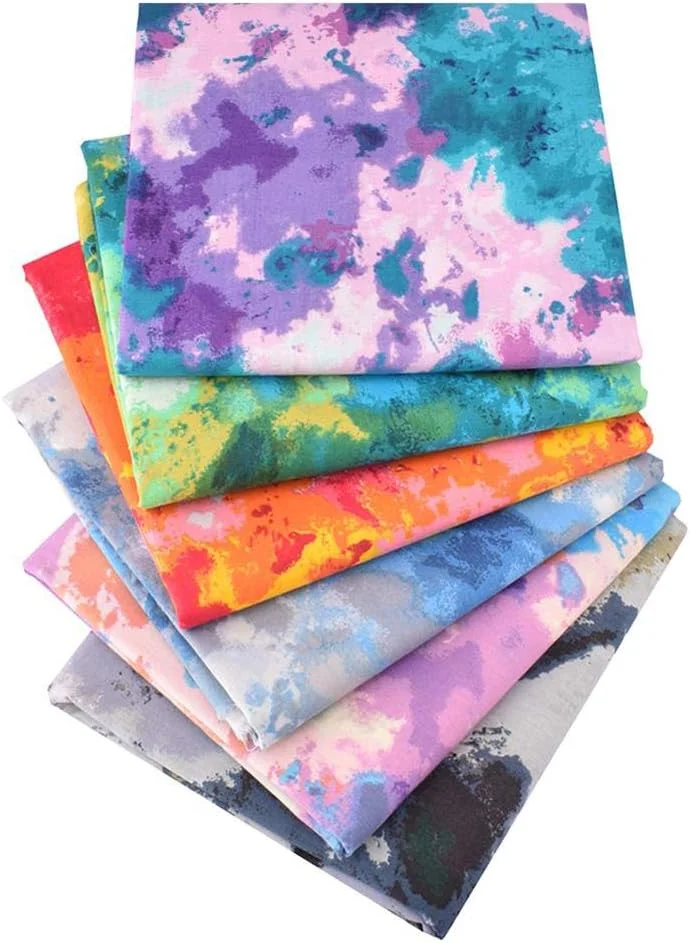 بسته پارچه های چهارگوش چاق Qimicody، 6 تکه پارچه 100% نخی 50cmx50cm (20” x 20”) برش خورده از قبل، مناسب برای تکه دوزی، خیاطی و کاردستی، بدون طرح تکراری (طرح باتیک)