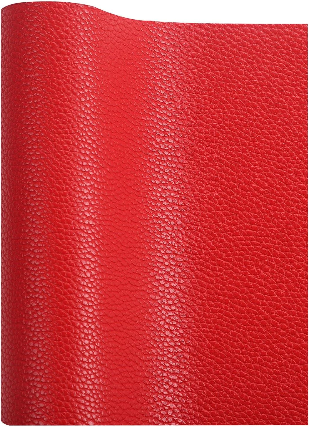 ورقه‌های چرم مصنوعی یکدست پی‌چنگ با بافت چرم لیچی، مناسب برای پروژه‌های صنایع دستی، ساخت زیورآلات مو، گوشواره، جاکلیدی، 1 رول 21 سانتی‌متر × 135 سانتی‌متر (قرمز)