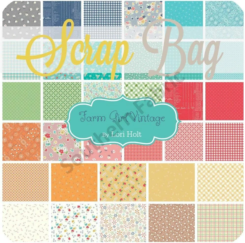 کیسه تکه پارچه های قدیمی مزرعه دخترانه رایلی بلیک (تقریباً 2 یارد) اثر لوری هولت برش پارچه، پارچه لحاف دوزی DIY