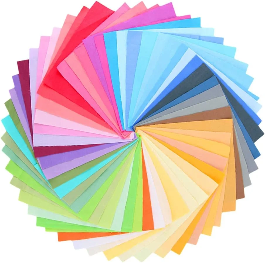 50 تکه پارچه نخی مربعی ساده برای تکه دوزی، صنایع دستی و خیاطی، 15x15 سانتی متر