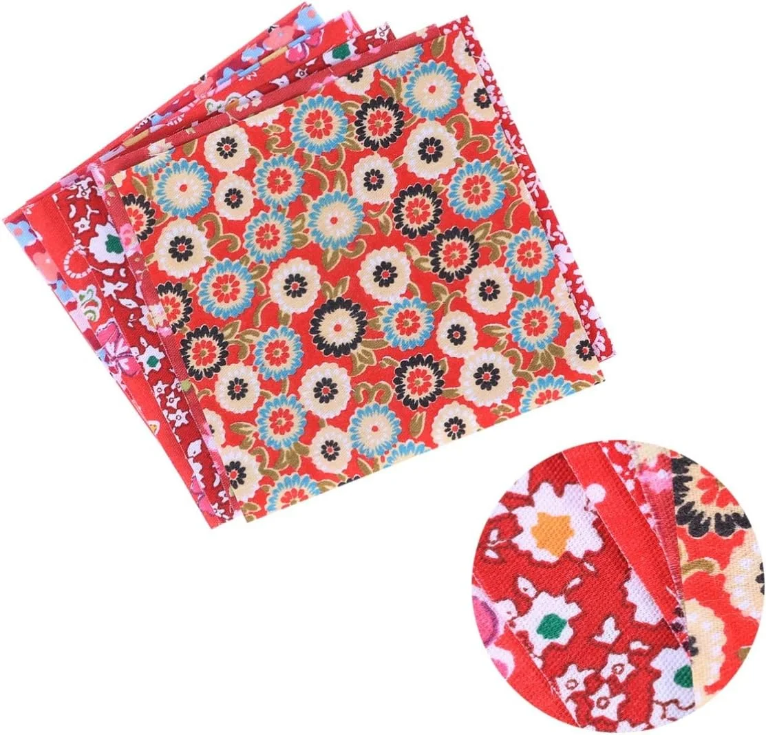 ZHUGI بسته 10 عددی پارچه نخی طرح گل، پارچه مربعی مناسب برای صنایع دستی، تکه دوزی، خیاطی، ساخت آلبوم عکس و کارهای دستی ZHUGI بسته 10 عددی پارچه نخی طرح گل، پارچه مربعی مناسب برای صنایع دستی، تکه دوزی، خیاطی، ساخت آلبوم عکس و کارهای دستی