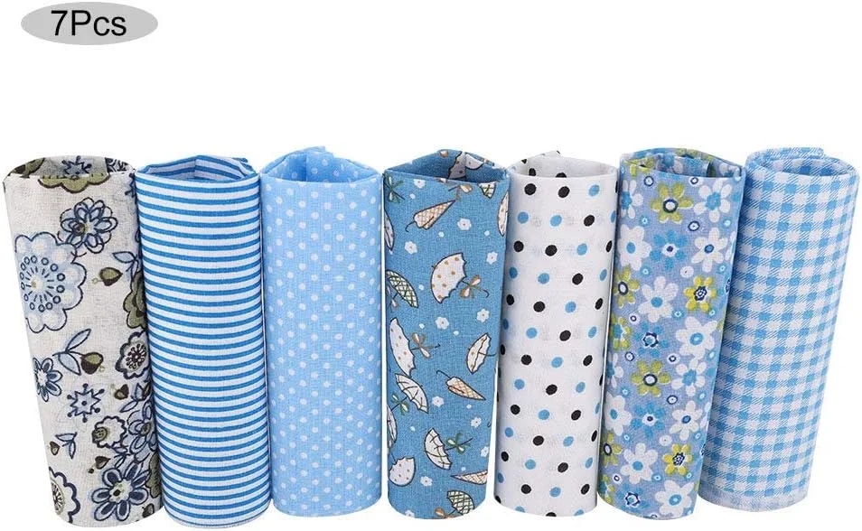 BABAUU بسته های پارچه ای 7 تکه ای، جنس پارچه نخی گلدار برای خیاطی، پارچه های آبی با الگوهای مختلف، بسته های پارچه ای برای صنایع دستی DIY، خیاطی، تکه دوزی، 50 x 50 سانتی متر BABAUU بسته های پارچه ای 7 تکه ای، جنس پارچه نخی گلدار برای خیاطی، پارچه های آبی با الگوهای مختلف، بسته های پارچه ای برای صنایع دستی DIY، خیاطی، تکه دوزی، 50 x 50 سانتی متر