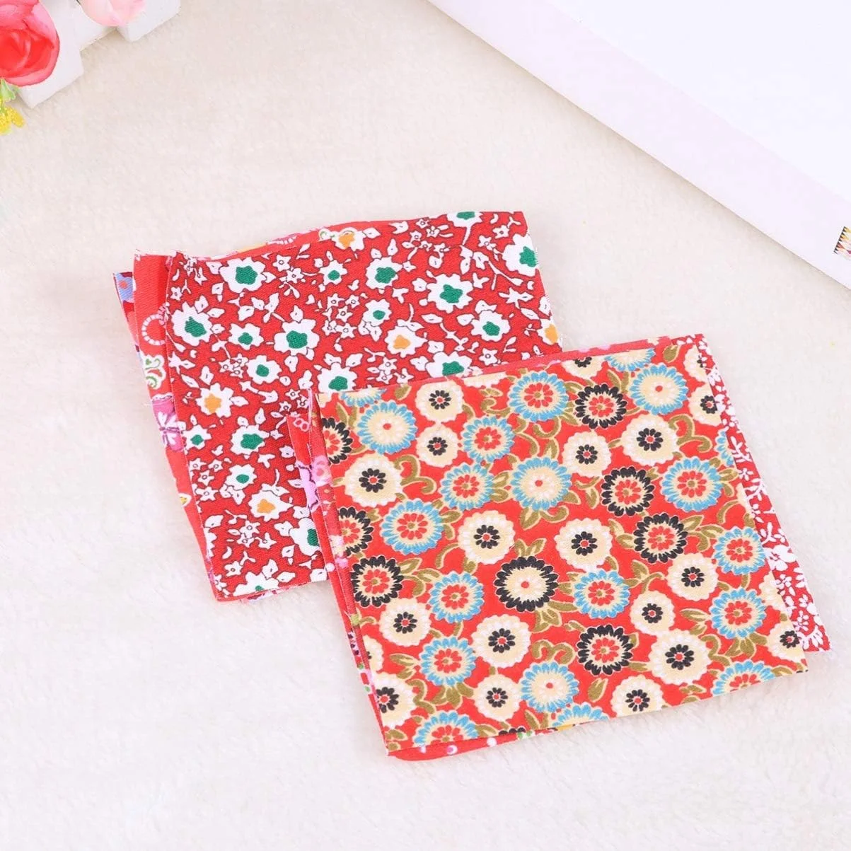 ZHUGI بسته 10 عددی پارچه نخی طرح گل، پارچه مربعی مناسب برای صنایع دستی، تکه دوزی، خیاطی، ساخت آلبوم عکس و کارهای دستی ZHUGI بسته 10 عددی پارچه نخی طرح گل، پارچه مربعی مناسب برای صنایع دستی، تکه دوزی، خیاطی، ساخت آلبوم عکس و کارهای دستی
