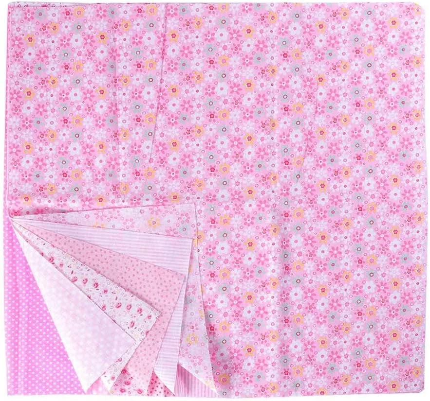 HFAOHO 7 ورق پارچه ای طرح گل، تکه دوزی پنبه ای، کاردستی، خیاطی، اسکرپ بوک، لحاف دوزی (صورتی) 50x50 سانتی متر