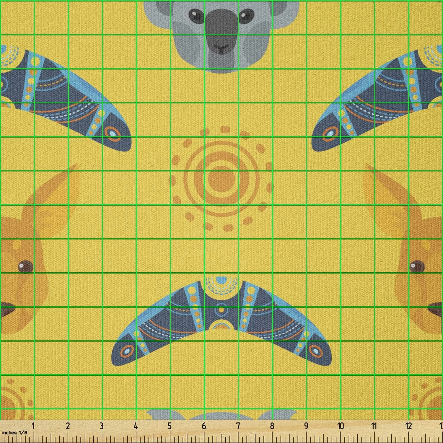 پارچه کانگورو Ambesonne متری، طرح بومیان استرالیا بومرنگ و خرس کوآلا، پارچه کشباف استرچ برای خیاطی لباس، هنر و صنایع دستی، 1 یارد، خردلی آبی پارچه کانگورو Ambesonne متری، طرح بومیان استرالیا بومرنگ و خرس کوآلا، پارچه کشباف استرچ برای خیاطی لباس، هنر و صنایع دستی، 1 یارد، خردلی آبی