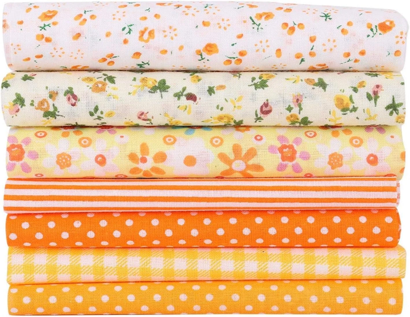پارچه نخی صنایع دستی، 7 تکه پارچه مربعی 100% پنبه ای برای خیاطی، تکه دوزی و اسکرپ بوک (2 سایز) (25 * 25 سانتی متر)