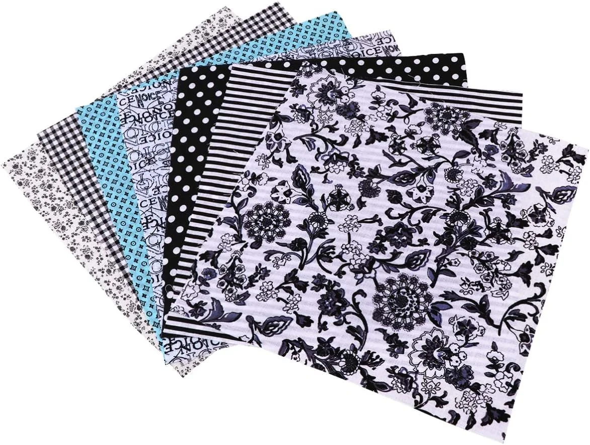 بسته 7 عددی پارچه HFAOHO، تکه های پارچه ای نخی با طرح گلدار مناسب برای کاردستی، خیاطی، تکه دوزی و اسکرپ بوک