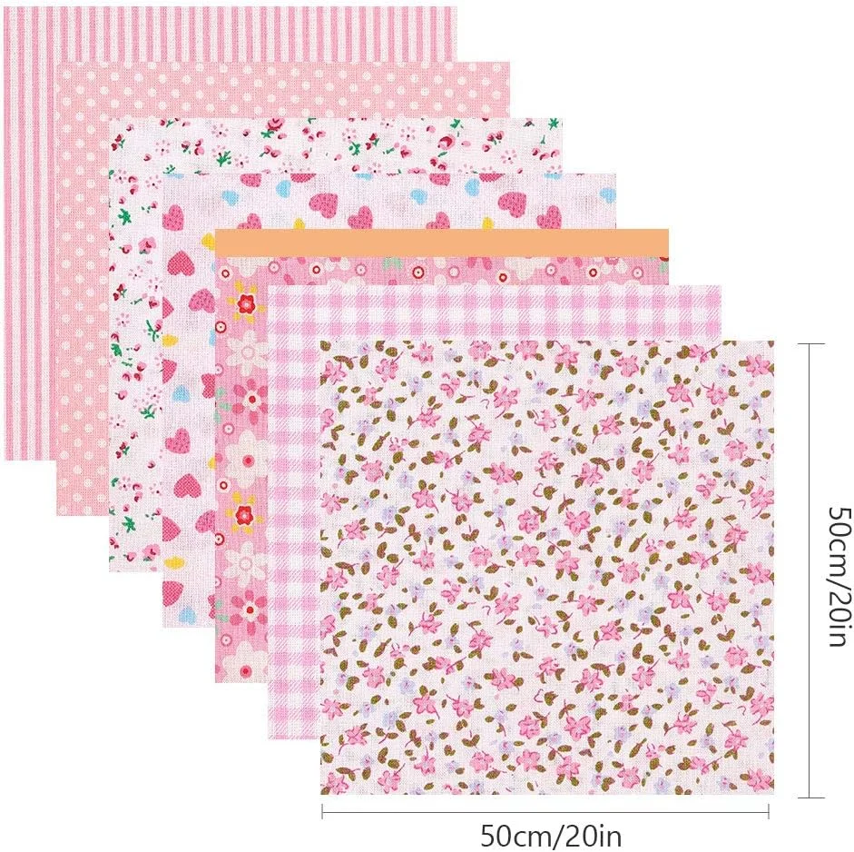 بسته پارچه ای نخی 7 تکه ای برای کاردستی، تکه دوزی، خیاطی، الگوهای مختلف پارچه ای برای ساخت آلبوم عکس و هنرهای دستی (صورتی)، ابعاد 50x50 سانتی متر بسته پارچه ای نخی 7 تکه ای برای کاردستی، تکه دوزی، خیاطی، الگوهای مختلف پارچه ای برای ساخت آلبوم عکس و هنرهای دستی (صورتی)، ابعاد 50x50 سانتی متر