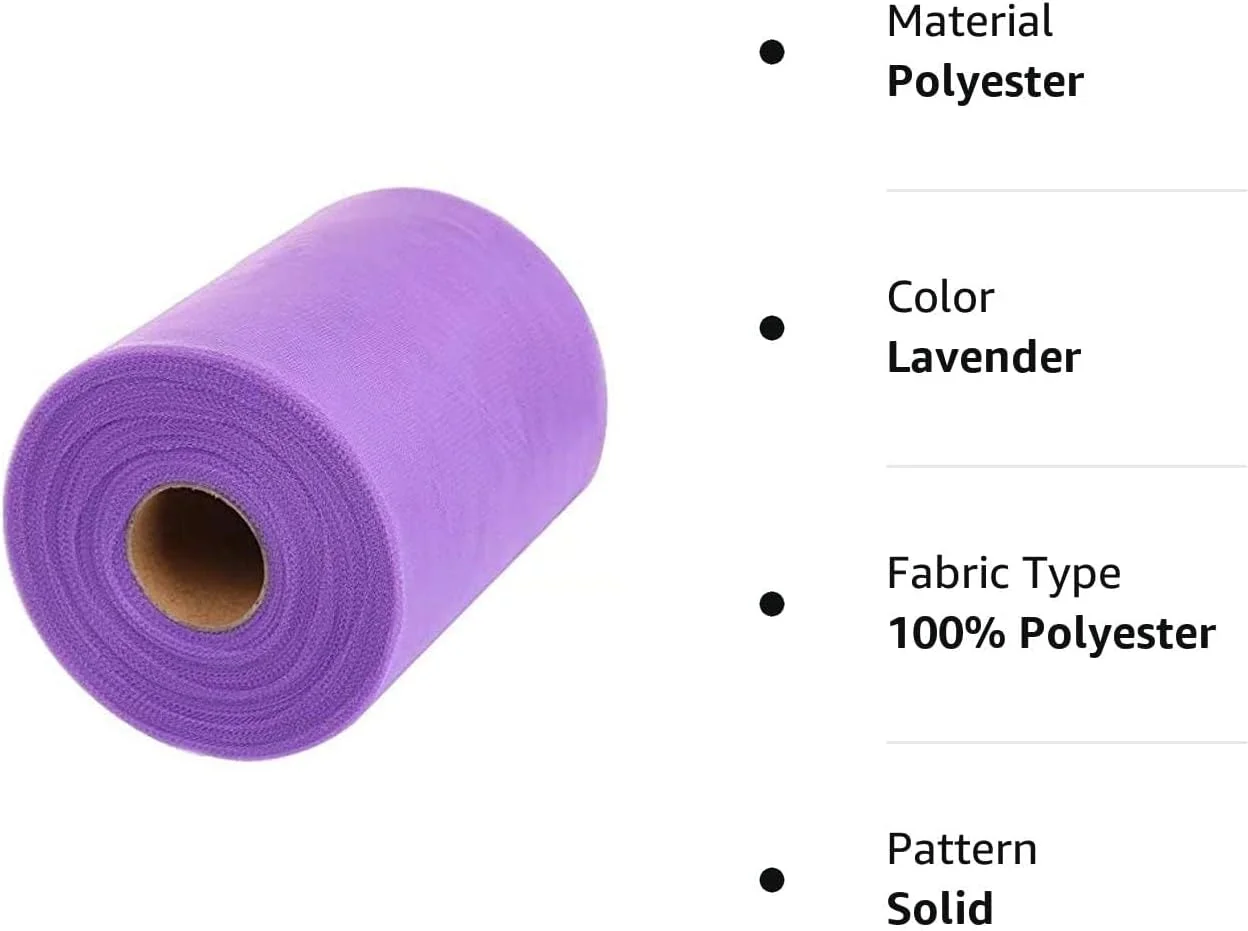 پارچه تور رولی POCOLOR برای خیاطی، دامن میز و تزئینات عروسی، 6 اینچ در 100 یارد! (اسطوخودوس) پارچه تور رولی POCOLOR برای خیاطی، دامن میز و تزئینات عروسی، 6 اینچ در 100 یارد! (اسطوخودوس)