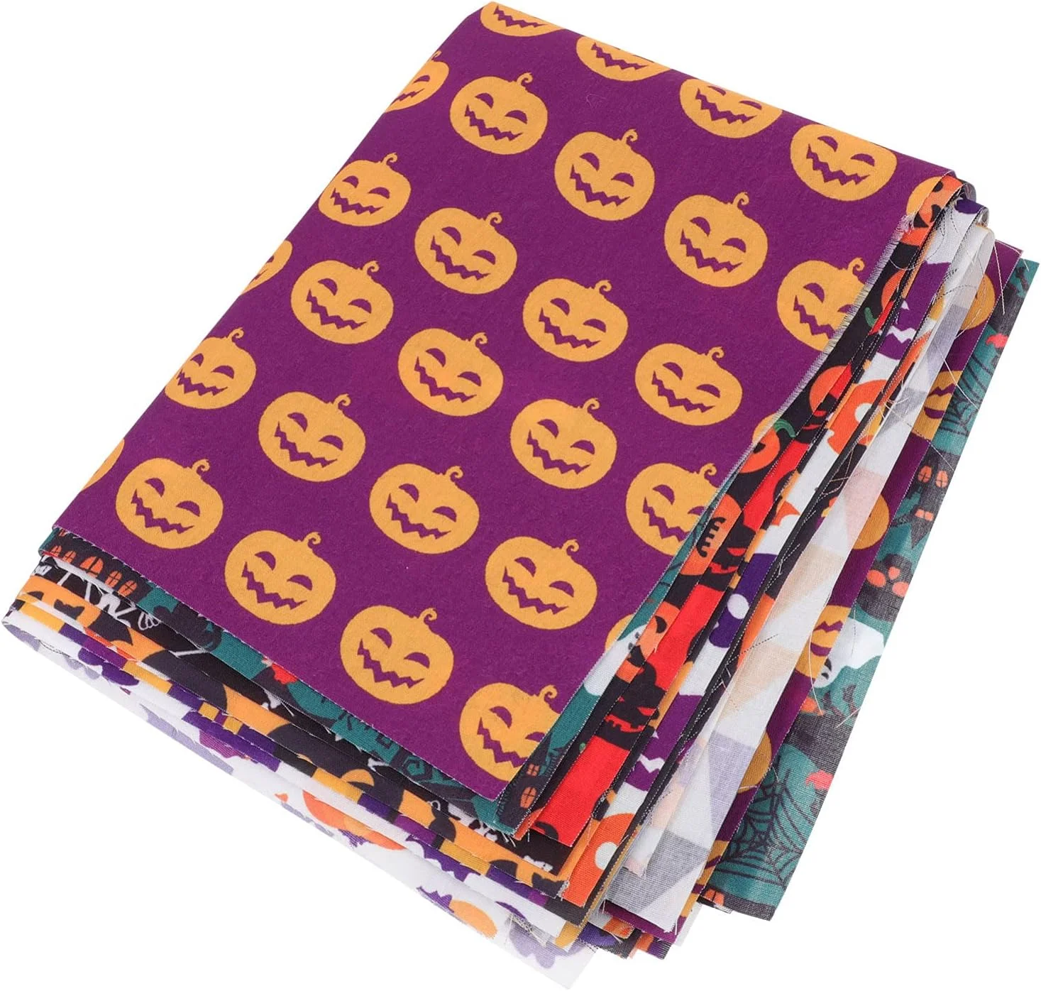16 تکه پارچه خیاطی با طرح هالووین برای DIY، پارچه لباسی با طرح کدو تنبل، عنکبوت، جادوگر، لوازم صنایع دستی برای خانه و فروشگاه