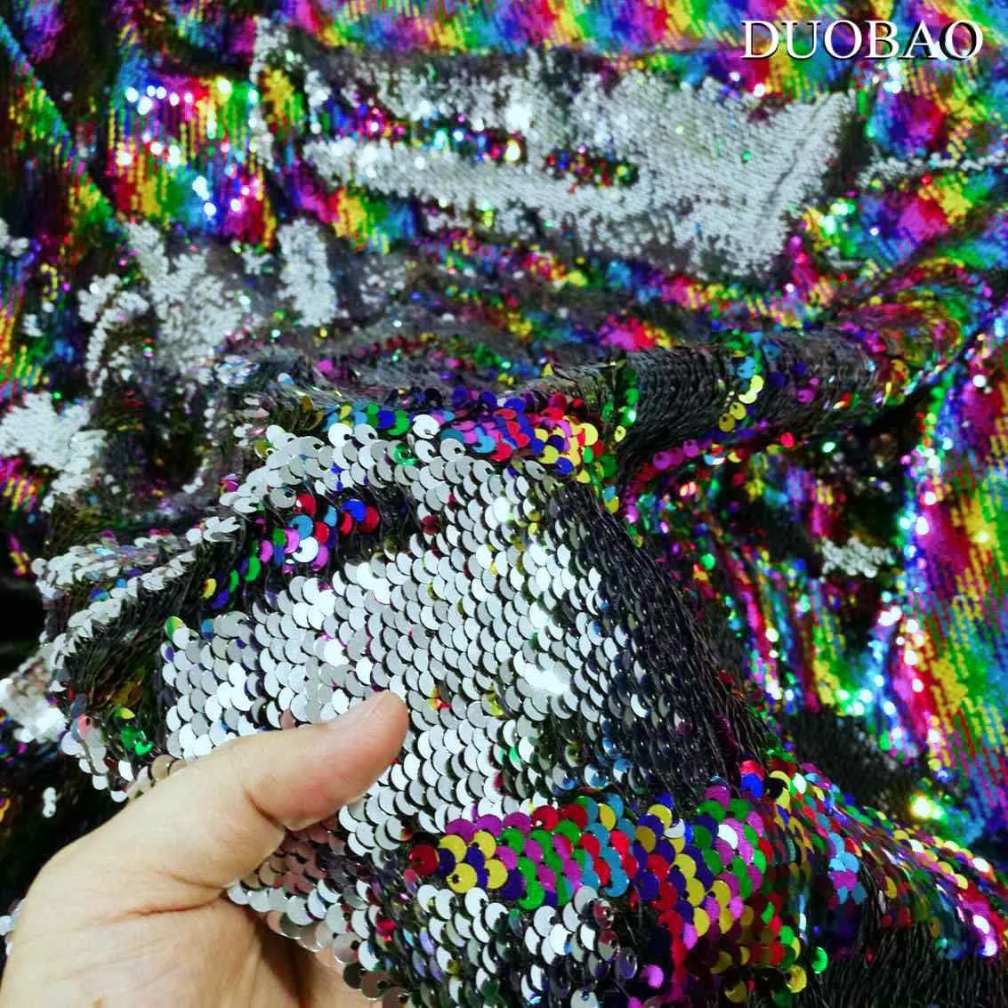 DUOBAO Rainbow to Silver Sewing Fabric by The Yard 4 Yards Drop Cloth Party Mermaid Fantastic Hologram Big Sequin Mesh Fabric Sequin Material Fabric Double Sequin Fabric DUOBAO Rainbow to Silver Sewing Fabric by The Yard 4 Yards Drop Cloth Party Mermaid Fantastic Hologram Big Sequin Mesh Fabric Sequin Material Fabric Double Sequin Fabric