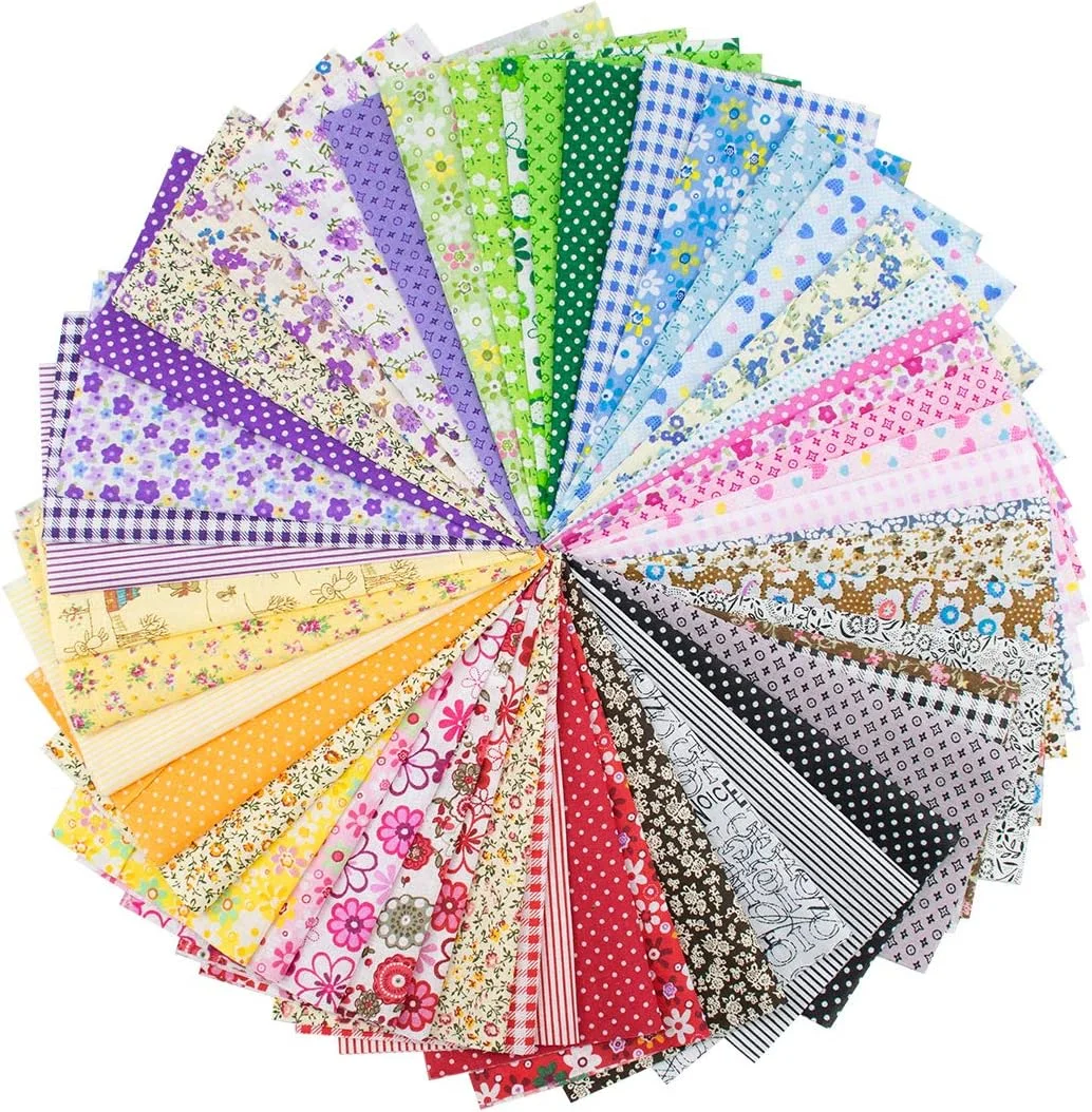 فورینیم بسته 50 عددی پارچه نخی طرح دار، مناسب برای تکه دوزی، خیاطی، و ساخت آلبوم عکس، ابعاد 20 در 20 سانتی متر