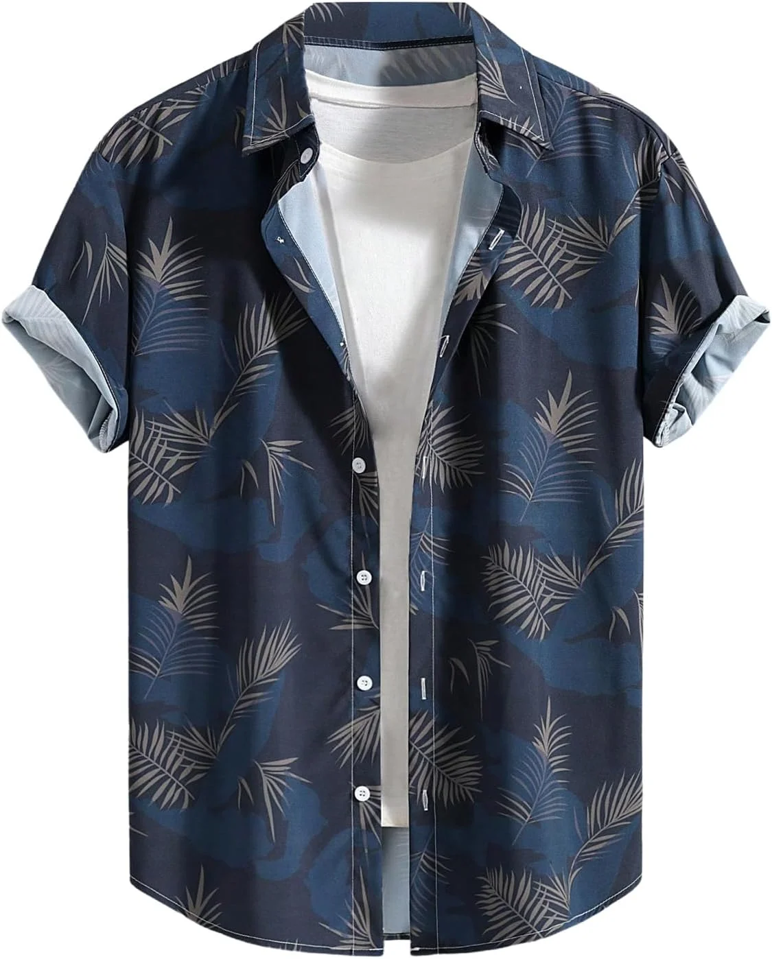 پیراهن مردانه استوایی هاوایی GORGLITTER، یقه دار، دکمه دار، آستین کوتاه، مناسب تعطیلات