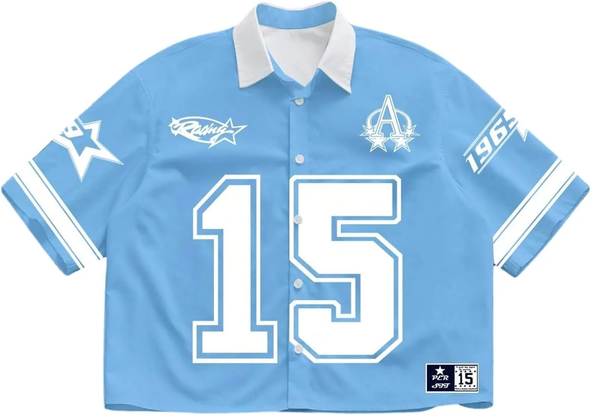 پیراهن مردانه آستین کوتاه دکمه دار طرح گرافیکی اعداد گورگلیتر، مدل آزاد و کوتاه