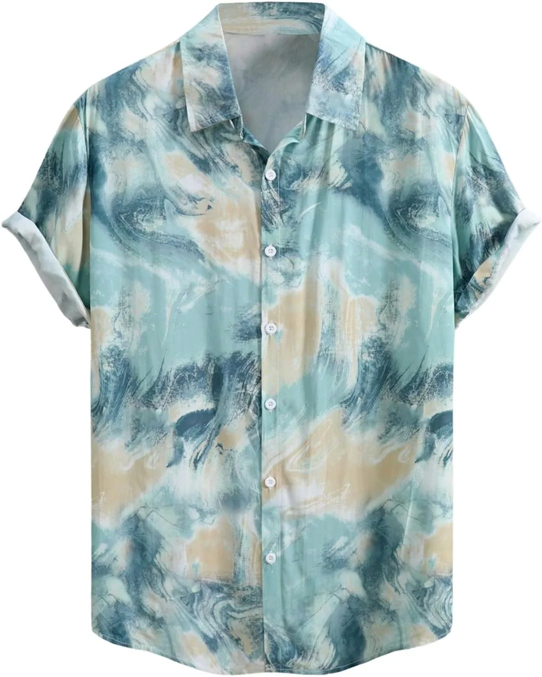 پیراهن مردانه هاوایی GORGLITTER، آستین کوتاه، طرح تایلندی، دکمه دار، مناسب تعطیلات