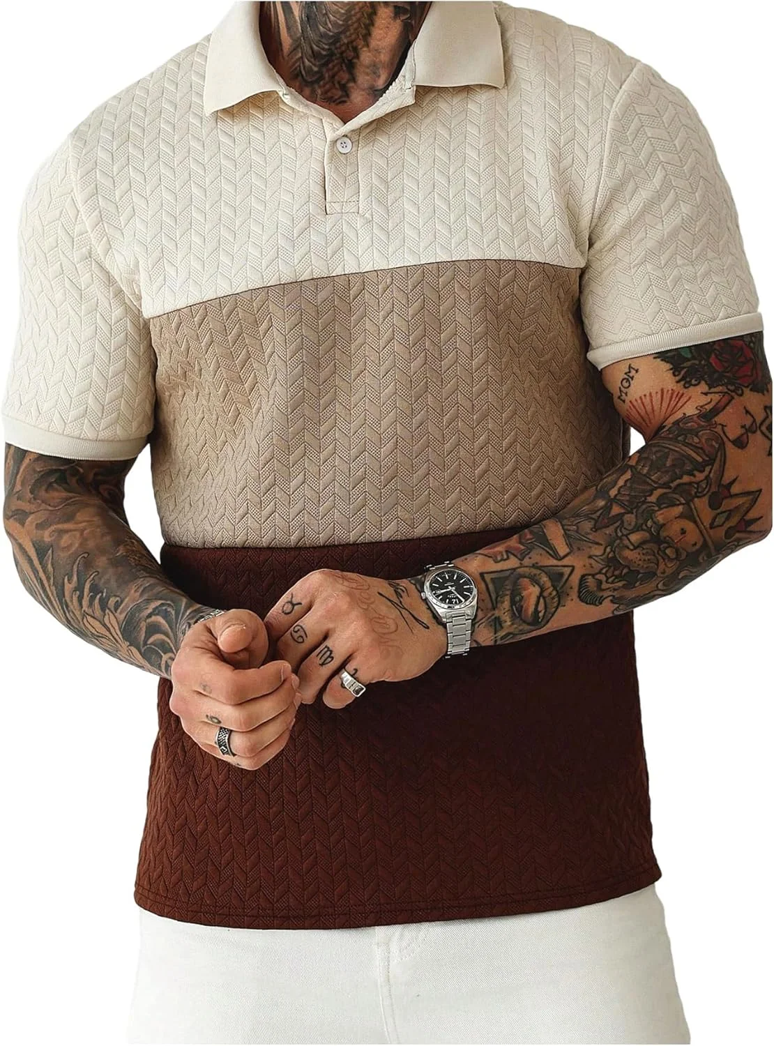 پیراهن گلف مردانه گورگلیتر، رنگی، بافت‌دار، یقه دار، آستین کوتاه، دکمه دار، غیر رسمی