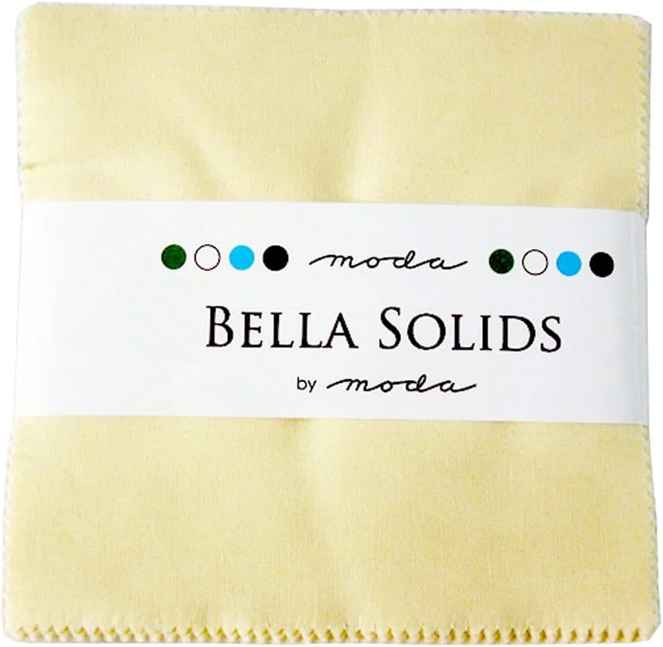 بسته جذاب پارچه های پایه Moda Fabrics Bella Solids Snow 9900-11، مجموعه 42 مربعی پنبه ای از پیش برش خورده 5 اینچی (12.7 سانتی متر)