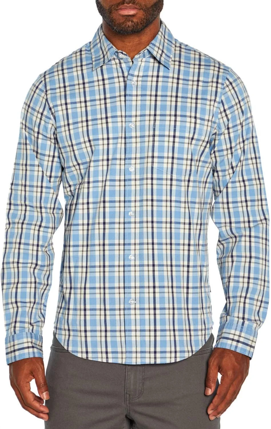 پیراهن آستین بلند بافت مردانه گپ | پیراهن دکمه دار مردانه | پیراهن های غیر رسمی مردانه | - خاکستری یخچالی سایز ایکس لارج