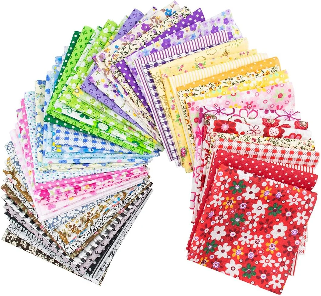 فورینیم 300 تکه پارچه نخی طرح دار 10x10 سانتی متر، 60 طرح مختلف، مناسب برای تکه دوزی، خیاطی و ساخت کاردستی