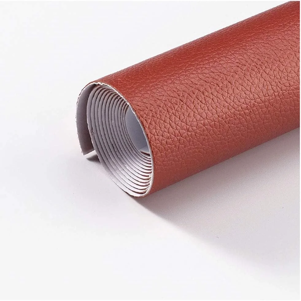 پارچه چرم مصنوعی خود چسب XCYYBB با بافت دانه دار، چرم مصنوعی وینیل، روکش پارچه ای بافت دار - تکه چرم تعمیر مبل، صندلی، صندلی ماشین، کیف - قرمز تیره 1.38×1 متر